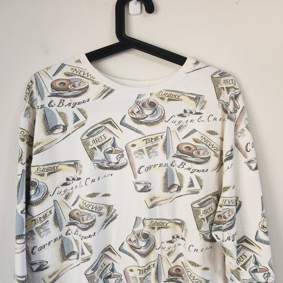 Relevant Products All Over Print Breakfast Theme Long Sleeve Tee L Cotton VTG90' - Picture 7 of 16